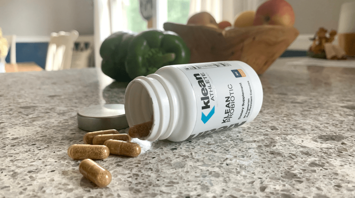 Klean Probiotic athlete supplements on table