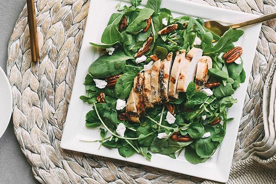 Watercress and Baby Arugula with Chicken, Goat Cheese and Pecans Recipe