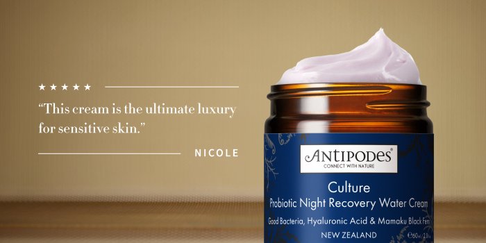 Culture, la crème de nuit régénérante aux probiotiques | La fan du luxe | Antipodes FR