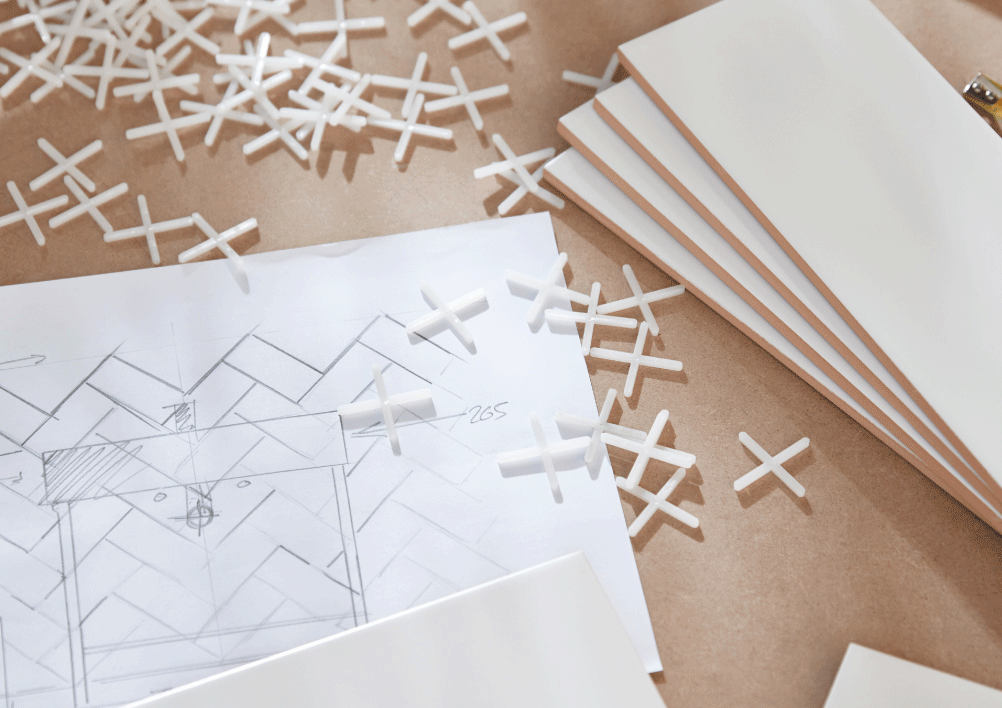 How To Lay A Herringbone Tile Pattern, How To Measure Cuts For Herringbone Tile