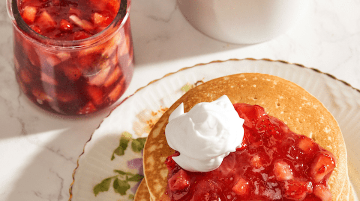 collagen-infused strawberry pancakes
