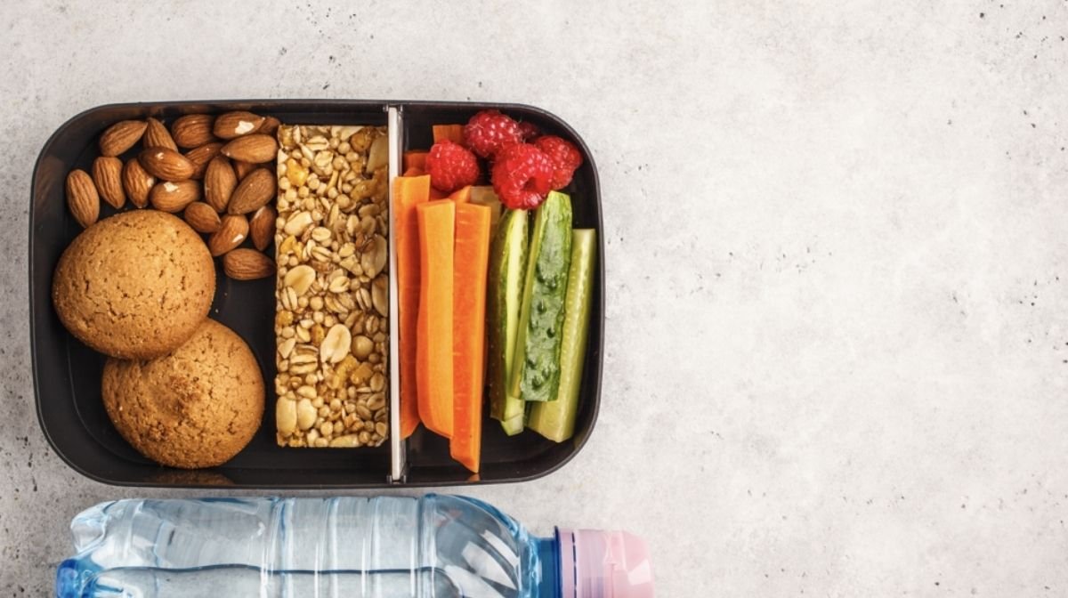 packed lunch full of fruits and nuts