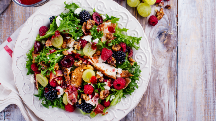 blackberry chicken salad in a large bowl