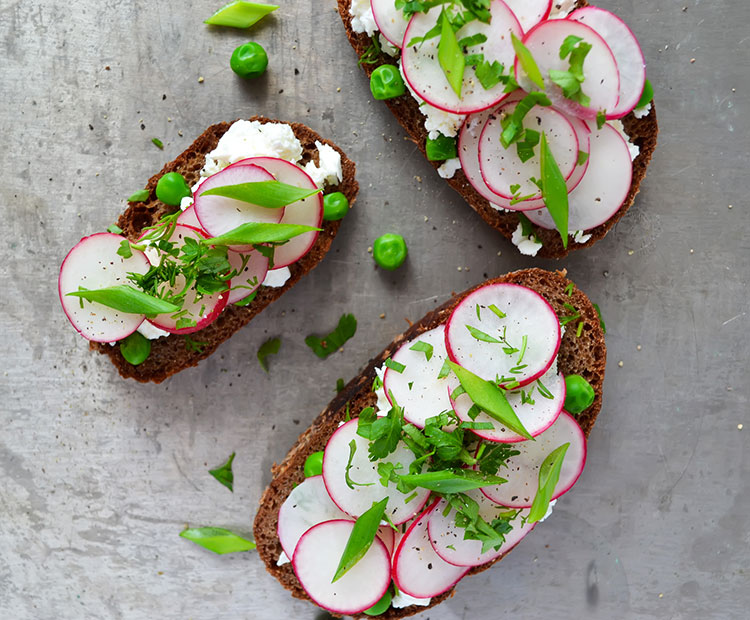 toast with radish and peas 2 I Dermstore Blog