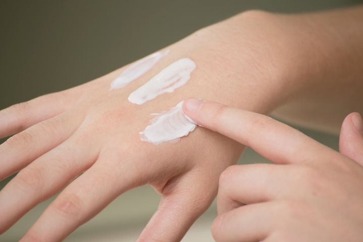 testing lotions on hand