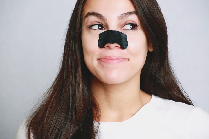 woman wearing a pore strip