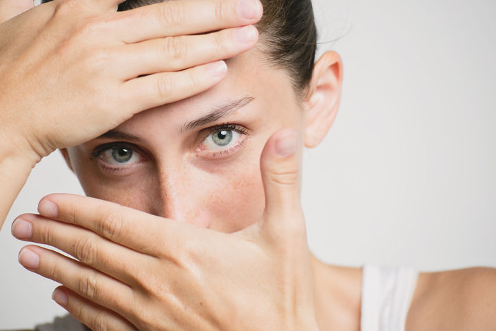 woman with facial redness