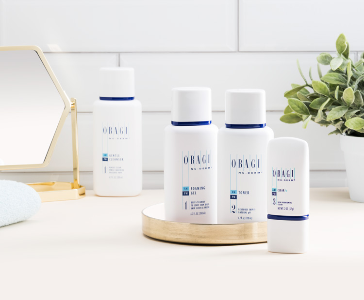 Obagi NuDerm System on Bathroom Counter 1