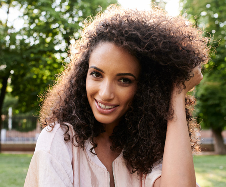 Woman with curly hair