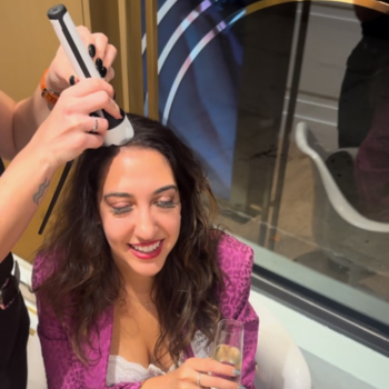 Woman receiving a scalp analysis