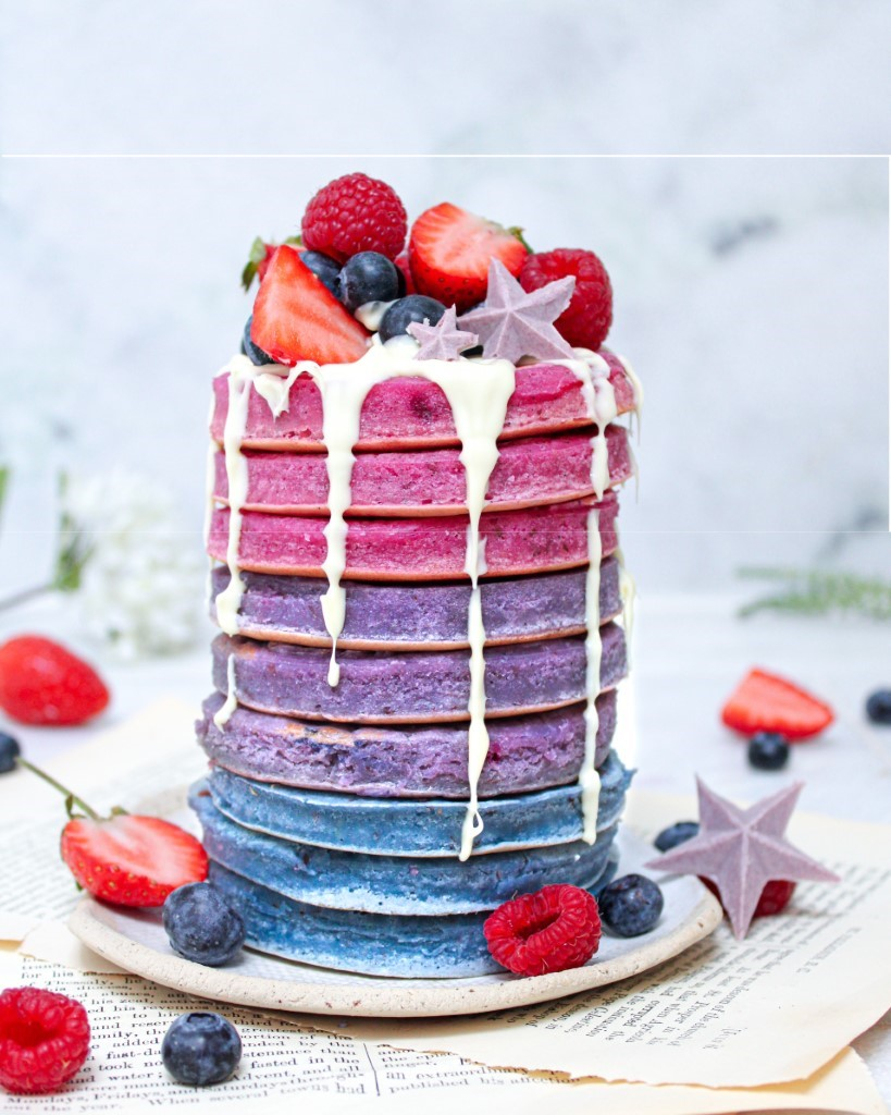 Our colourful, healthy vegan pancakes