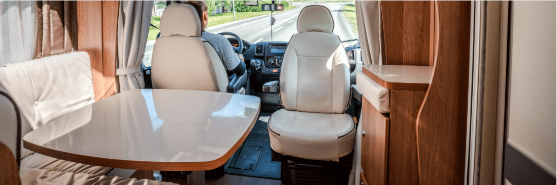 cleaning inside a campervan