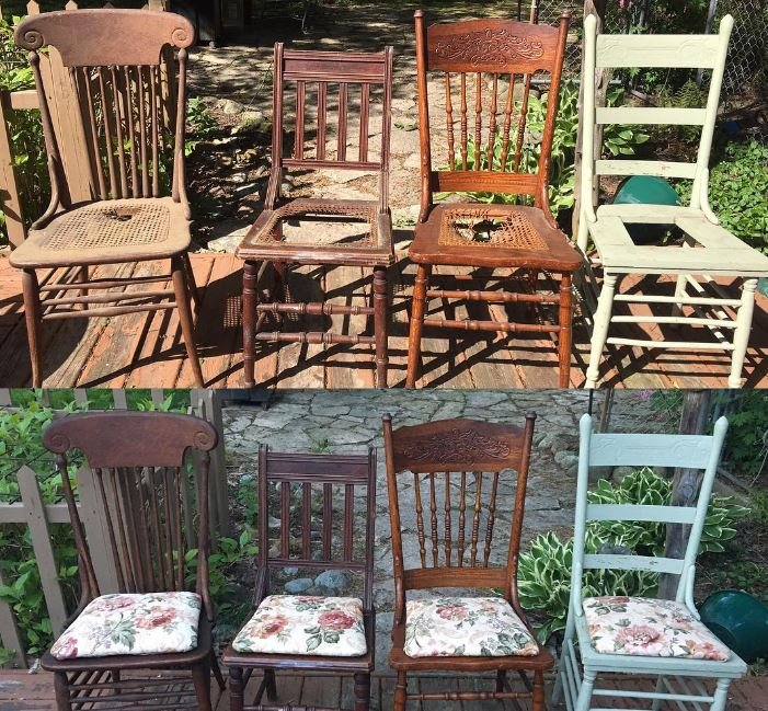 Upcycled wooden chairs - before and after