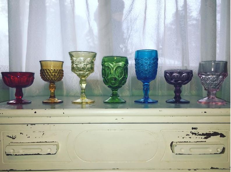 Multi-coloured Glass Goblets