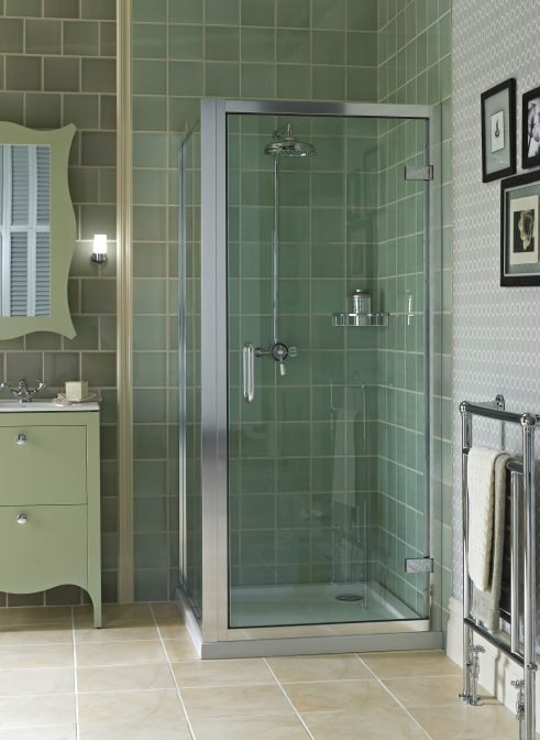 a cottage style cabinet and shower