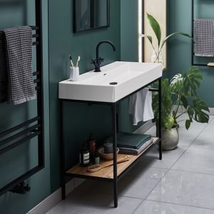 open bathroom shelving 