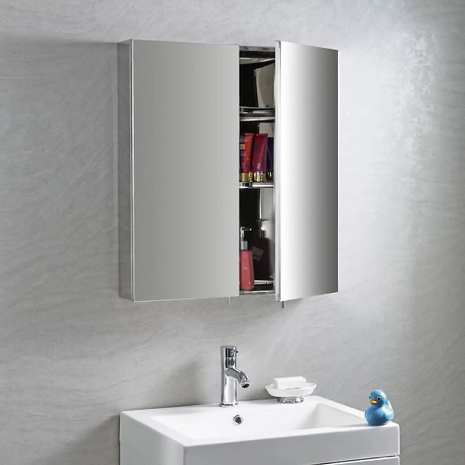 mirrored bathroom storage