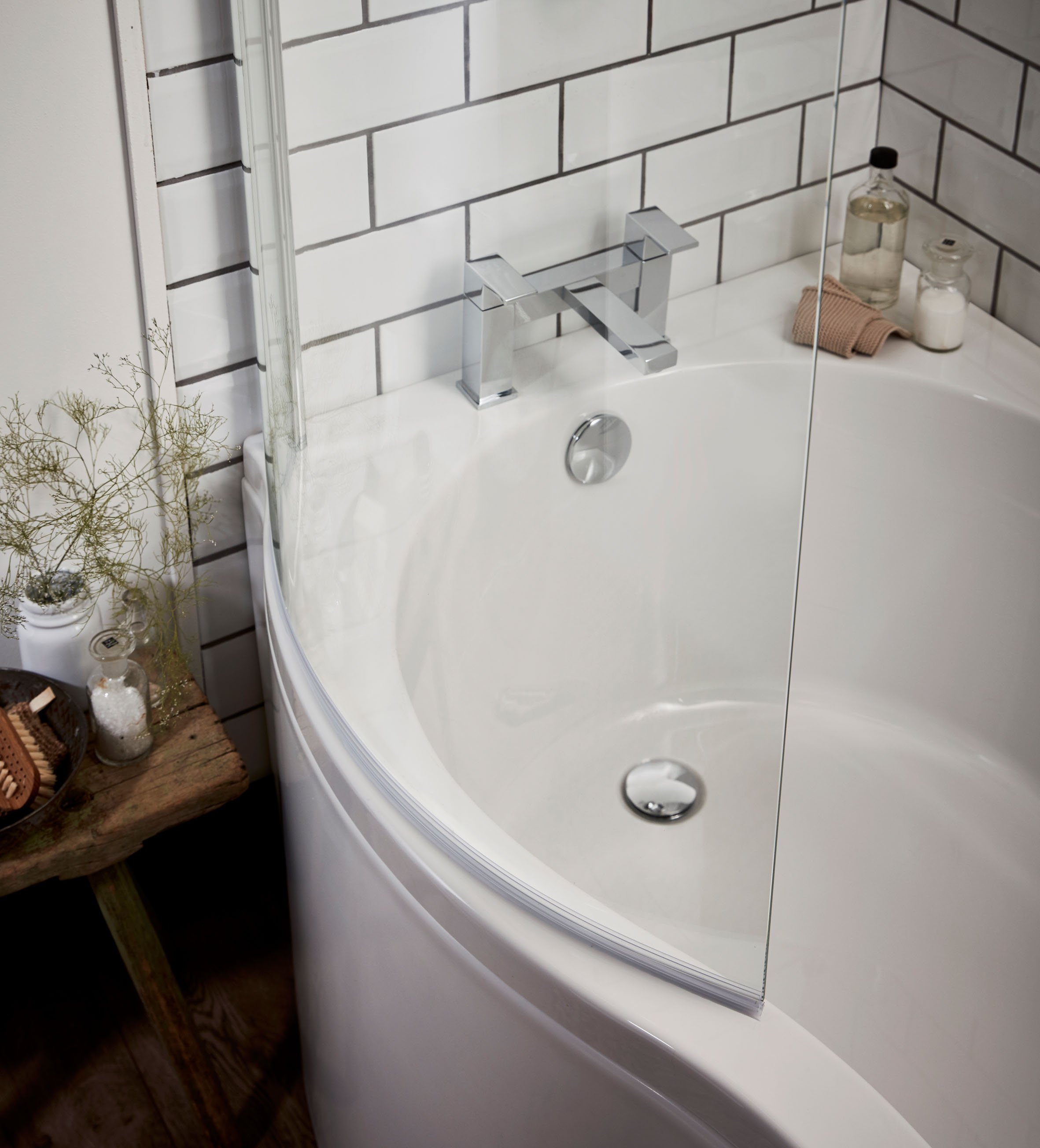 a close up of a rounded bath