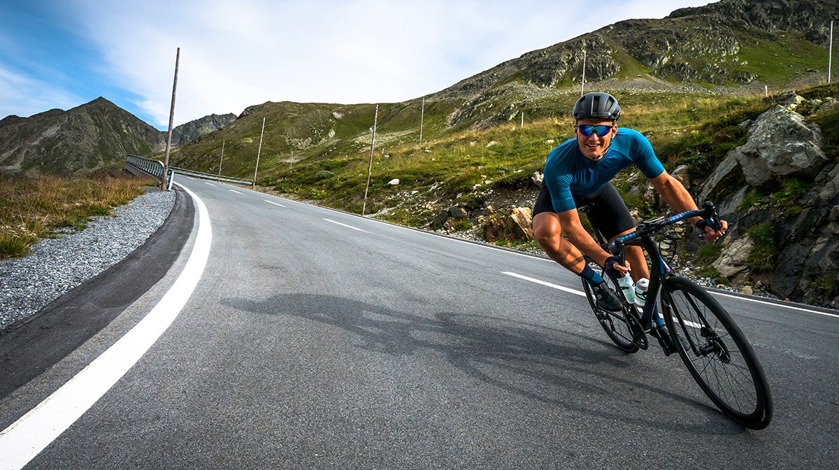 A man wearing a cycling jersey