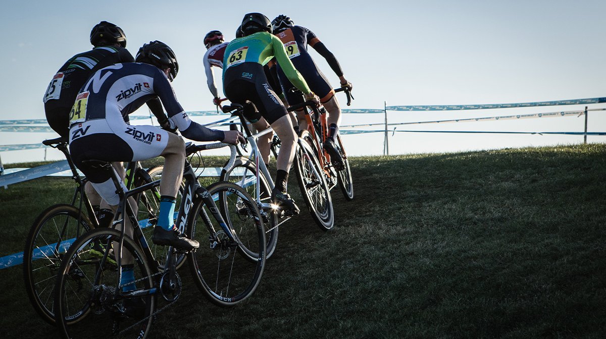 Peloton of cyclists take corner in Endura apparel