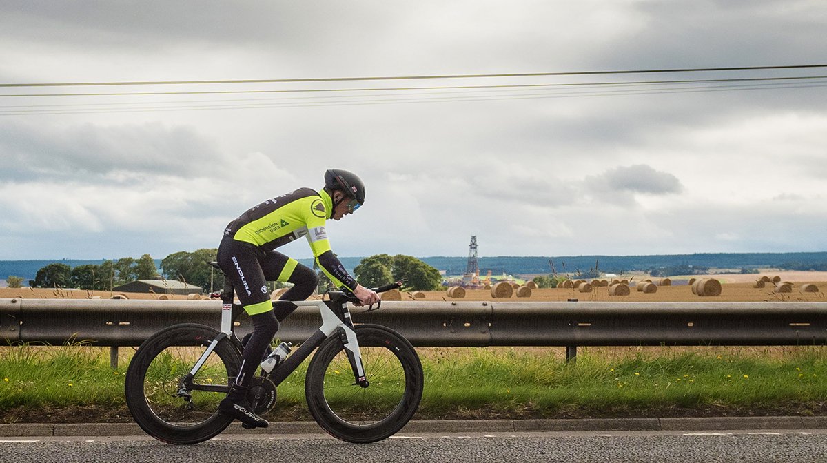 Endura cyclists heads down 