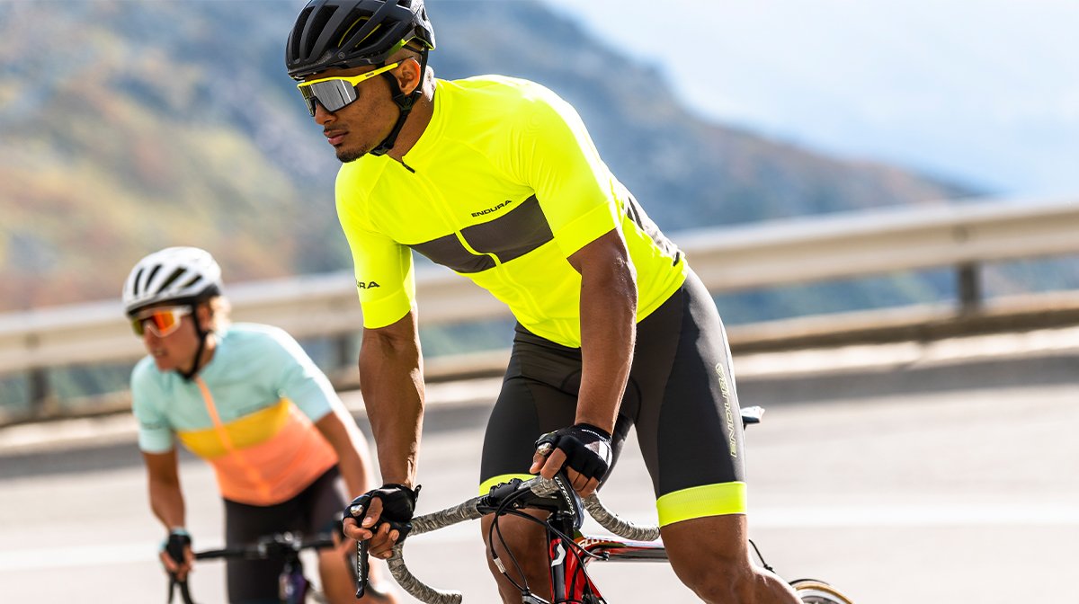 Cyclist wears yellow Endura jersey 