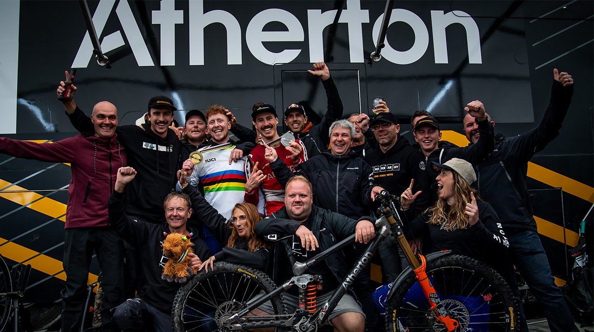 The Continental Atherton team celebrating with Charlie Hatton