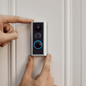 a close up image of a smart doorbell
