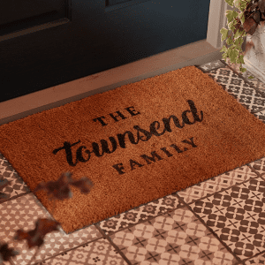 an image of a personalised doormat reading the Townsend family 