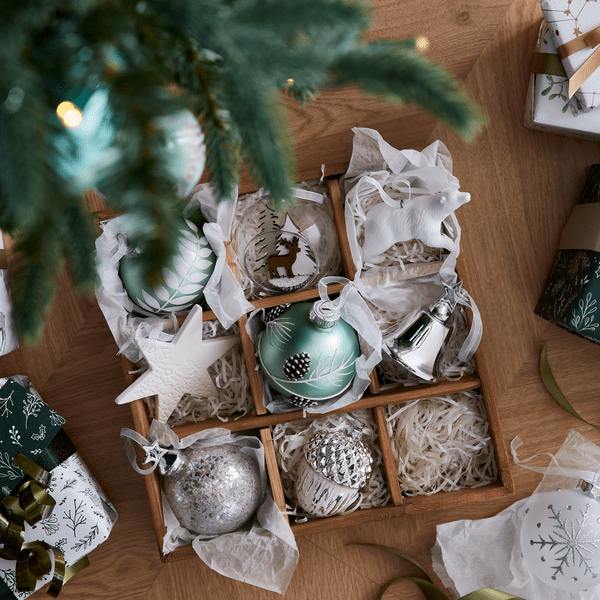 silver and metallic baubles