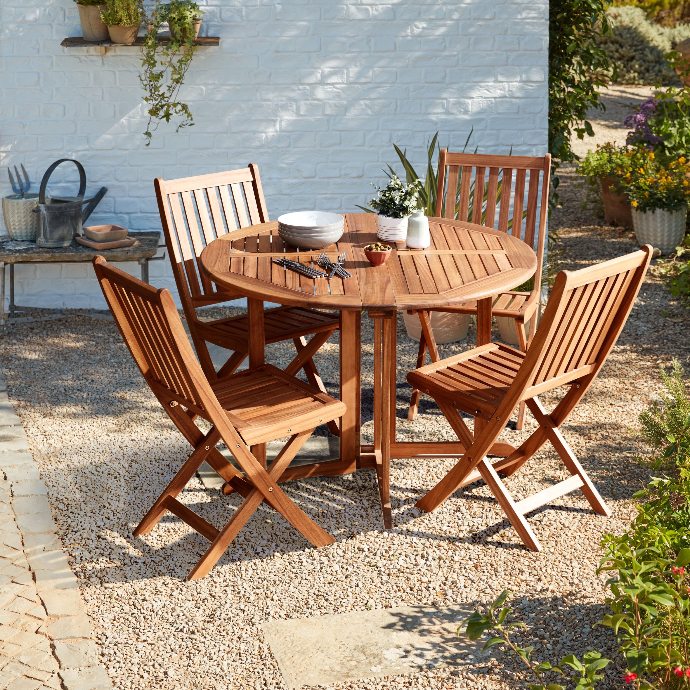 Wooden garden deals table chairs