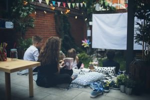 Home outdoor cinema set-up