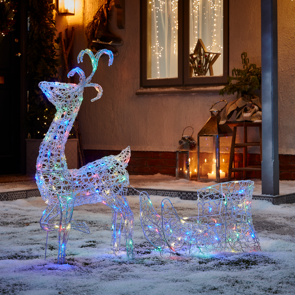 an image of a reindeer and sleigh Christmas silhouette light 