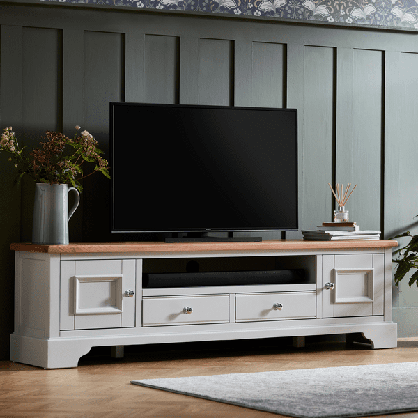 tv stand with tv on top