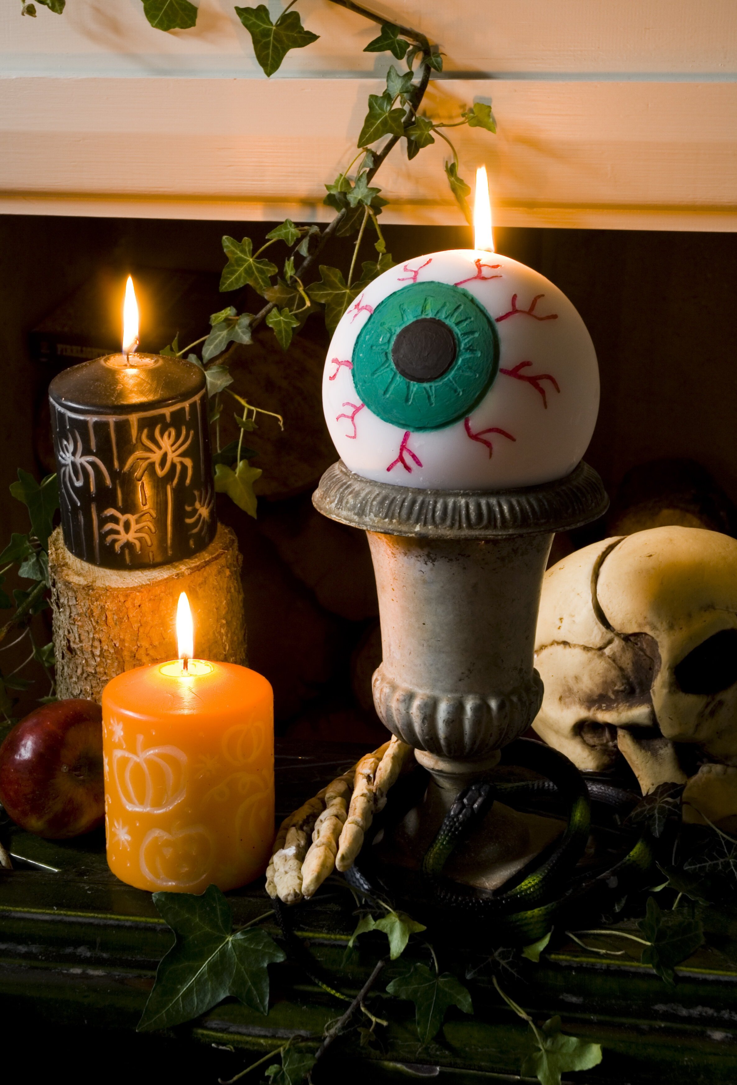 an image of lit halloween candles