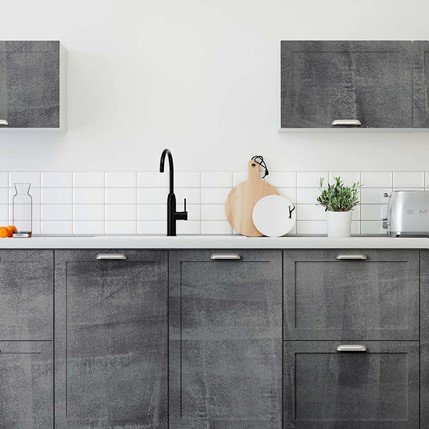 an image of charcoal painted kitchen cabinets 