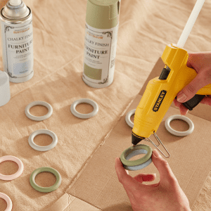 stack your curtain rings with glue gun
