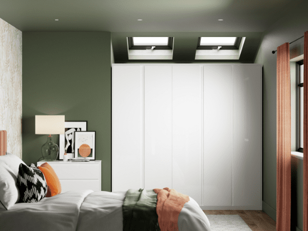 escape handleless white fitted bedroom furniture