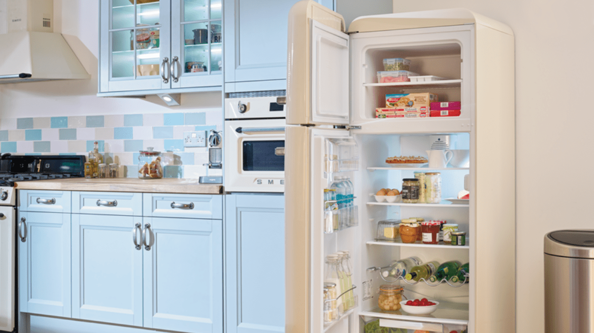 Modern white fridge/freezer in kitchen