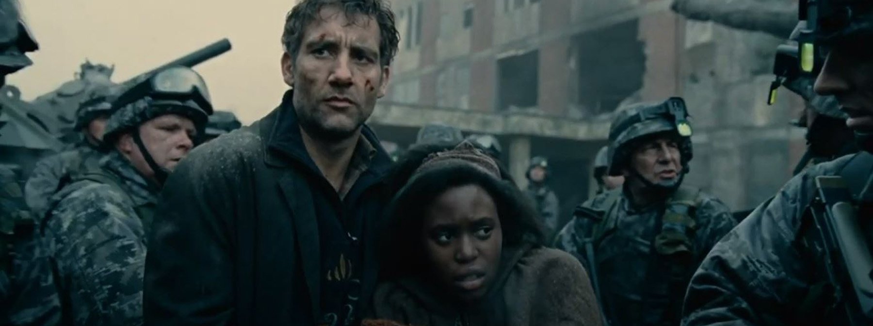 Theo (Clive Owen) and Kee (Clare-Hope Ashitey) in Children of Men (2006)