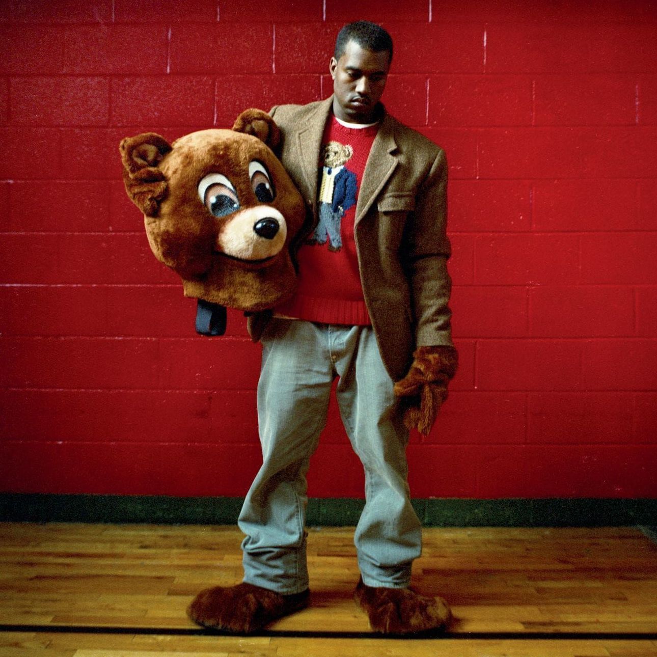 kanye west wearing polo ralph lauren bear