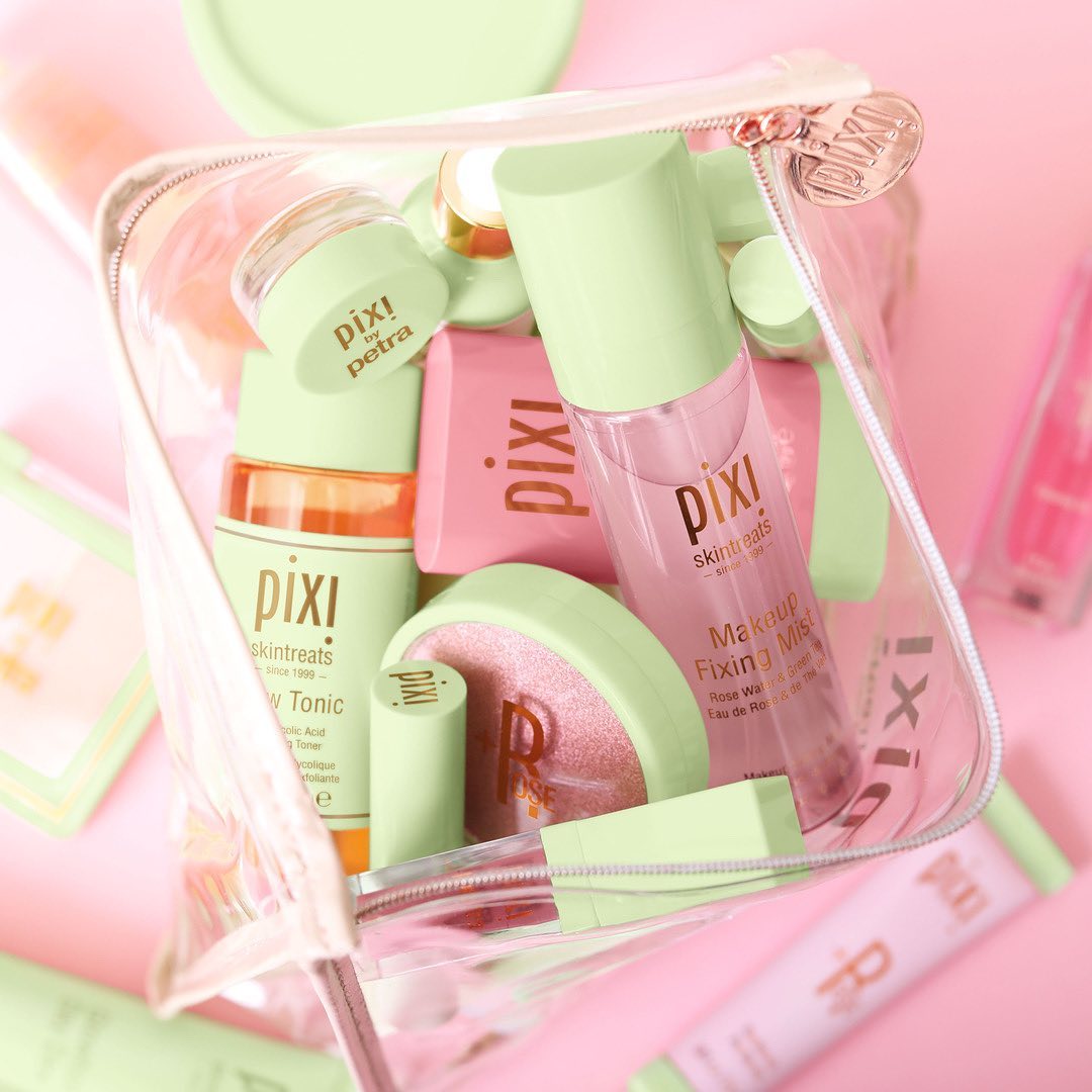 Make up bag full of pixi products 