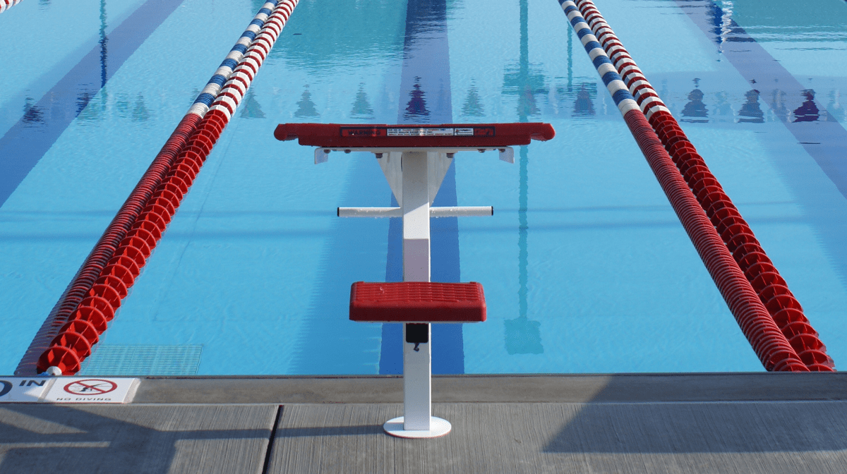 A diving board and a swimming pool