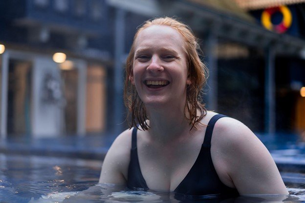 Eden Elgeti smiling in pool