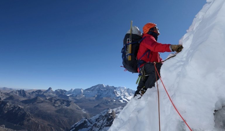 Mountaineer climbing Chombu