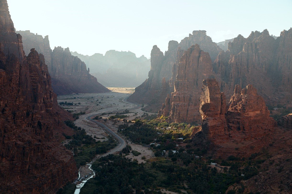 Saudi Arabian cliff faces stretch into the horizon