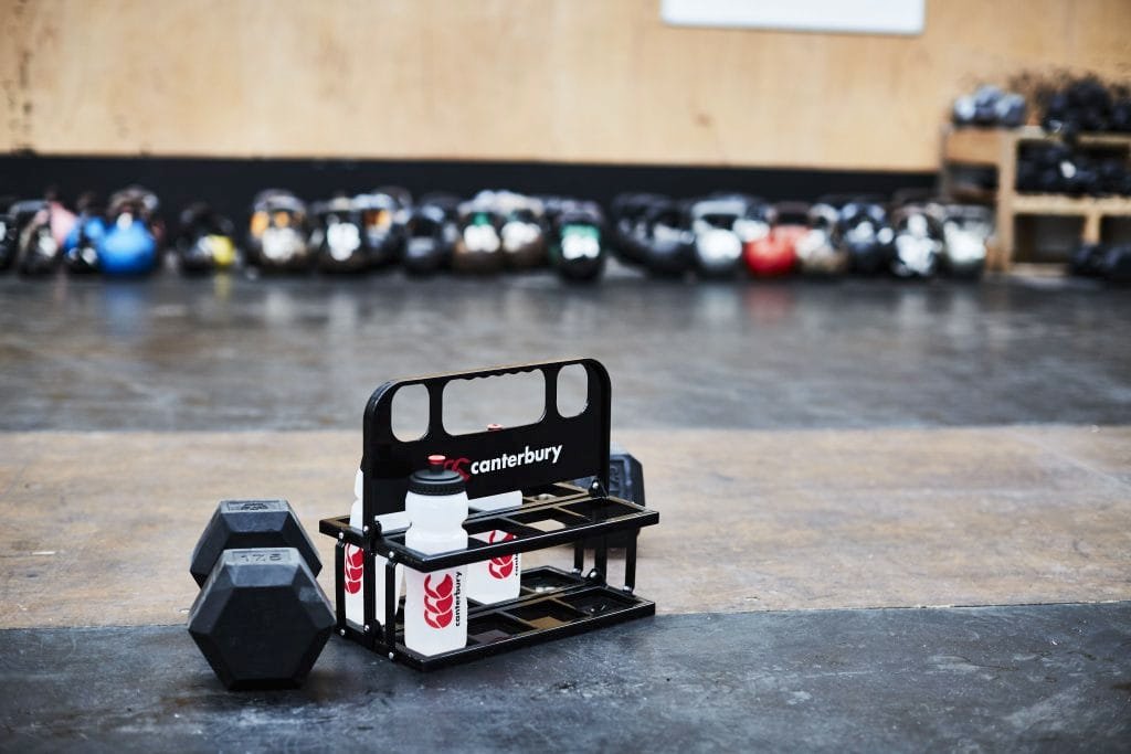 Drinks bottles on gym floor