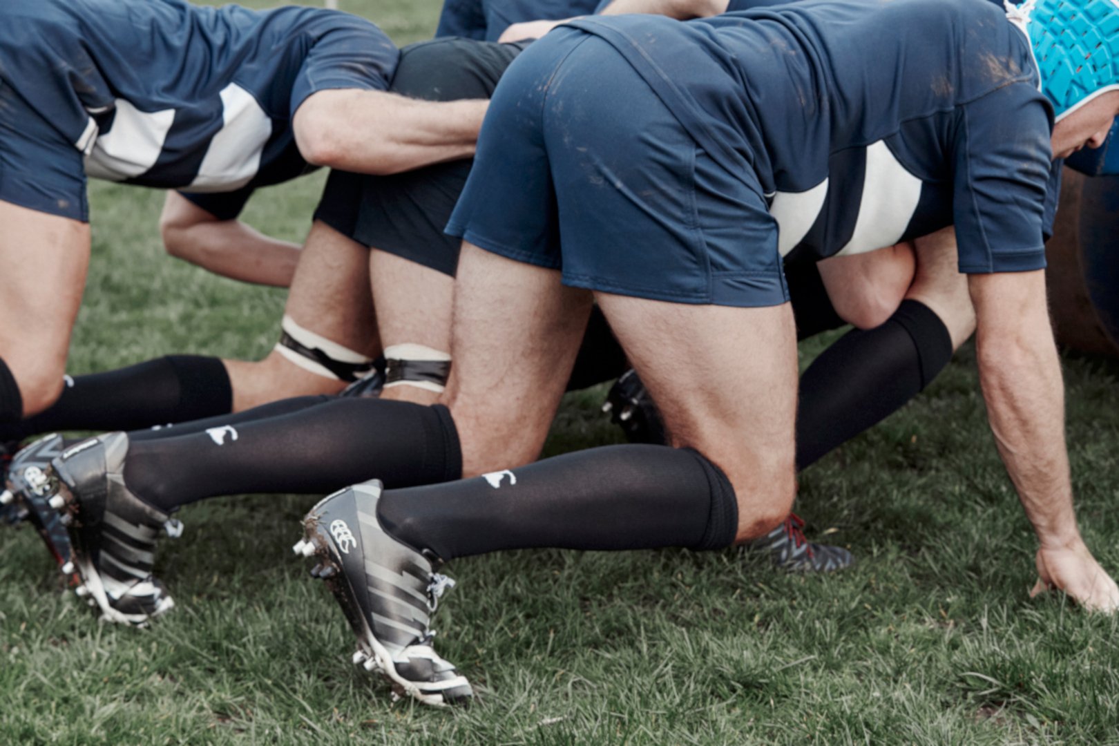 View of legs in a scrum