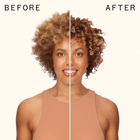 Woman with curls before and after