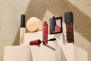 5 different NARS products on cream coloured boxes